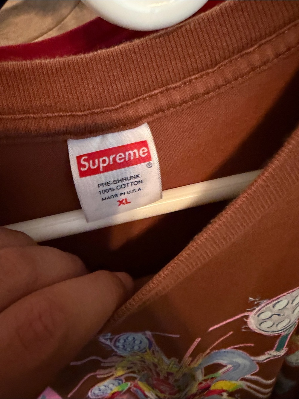 Supreme Brown Electromagnetic Short Sleeve Tee with Multicolor Comic Graphic - Picture 3 of 3